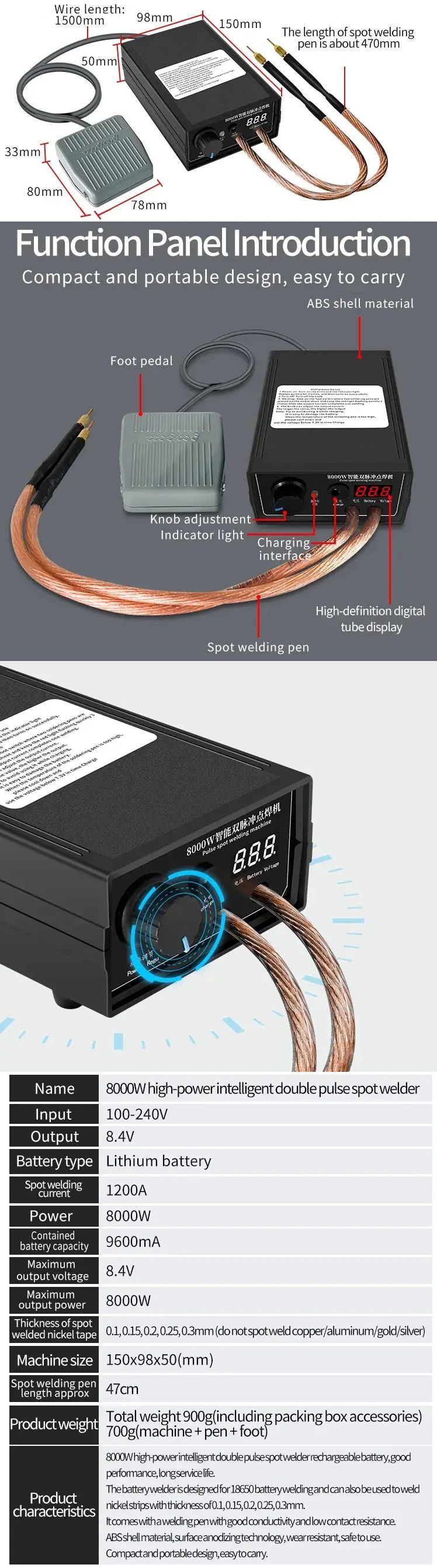 Estacion de soldadura de punto 8000w